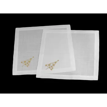 Vánoční dekorace Prostírání textilní, lurexová výšivka vánoční stromeček 42x42 cm Varianta: bílá zlatá, Balení: 2 ks