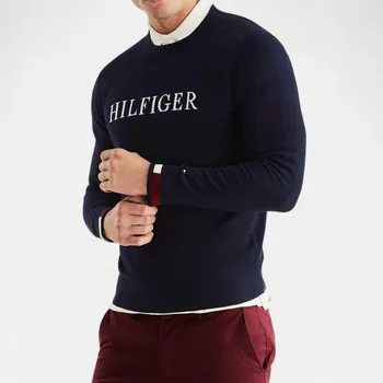 Pánský svetr Modrý svetr Tommy Hilfiger - Velikost M, Barva Modrá M56334 MW0MW29045