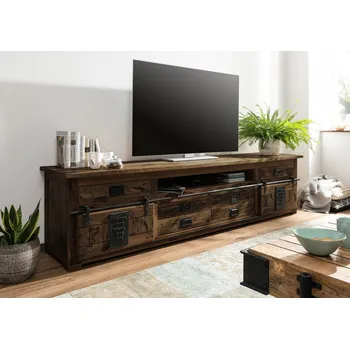 Televizní stolek TV stolek Mango 240x50x60 hnědý lakovaný IRON