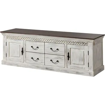 Televizní stolek TV stolek mango/akát 180x50x60 bílá voskovaná ANTIK