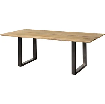 Jídelní stůl Jídelní stůl z mangového dřeva 160x90x76 přírodní lak / epoxid černý, nohy ve tvaru U lesklý antracit EPOXY