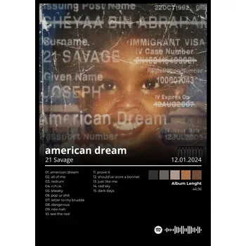 Obraz Plakát 21 Savage Dárek pro přítele/přítelkyni Album v rámečku na zeď A3