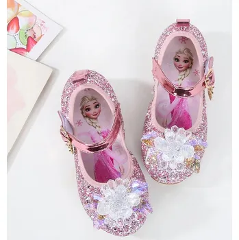 Dívčí baleríny Dívčí střevíčky Frozen s flitry a motivem princezen Velikost: 25, Barva (Varianta): Růžová