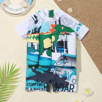 Dětské plavky s potiskem a plovací ochranou proti UV záření Velikost: 2-3T, Barva (Varianta): Levandulová