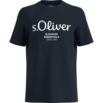 Pánské tričko s.Oliver LOGO T-NOOS L Tmavě modrá, Bílá