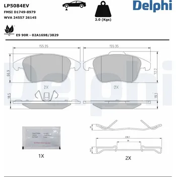 Brzdová destička Sada brzdových destiček, kotoučová brzda DELPHI LP5084EV