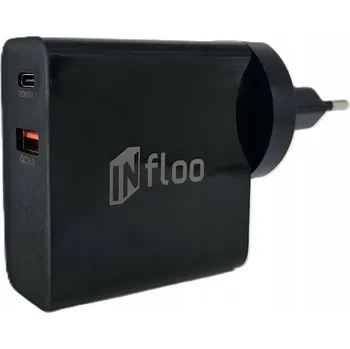 Rychlá síťová nabíječka INfloo 65W QC3.0 PD USB-A USB-A Zásuvka EU/US