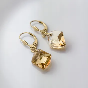 Náušnice Zlaté náušnice s křišťálem Golden Shadow ryzost 585