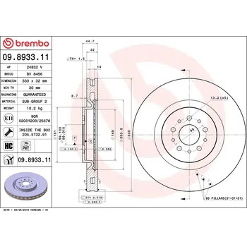 Brzdový kotouč Brzdový kotouč BREMBO 09.8933.11