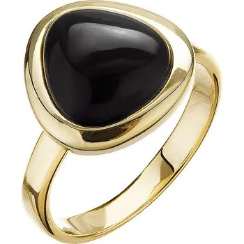 Prsten EVOLUTION GROUP CZ Pozlacený prsten trojúhelník s pravým onyxem - velikost 58 - 15027.3