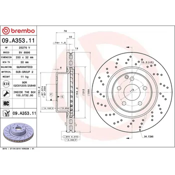 Brzdový kotouč Brzdový kotouč BREMBO 09.A353.11