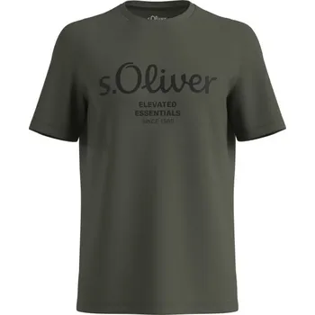 Pánská móda Pánské tričko s.Oliver LOGO T-NOOS S Khaki, Černá