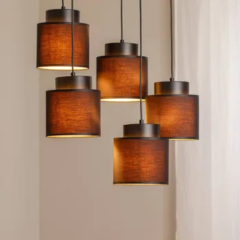 Luminex Závěsné světlo Soho válcové kulaté 5fl černé/zlaté - Stříška - Ø 44 cm, výška 3 cm černá, zlatá 5 x 60 W - Doprava zdarma