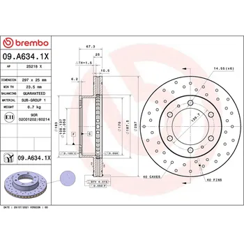 Brzdový kotouč Brzdový kotouč BREMBO 09.A634.1X