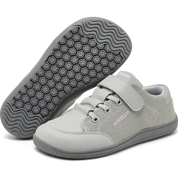 Chlapecké tenisky Dětské barefoot tenisky s háčkovým zapínáním a podrážkou Velikost: 32, Barva (Varianta): Šedá