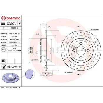 Brzdový kotouč Brzdový kotouč BREMBO 08.C307.1X