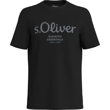 Pánské tričko s.Oliver LOGO T-NOOS L Černá, Tmavě šedá