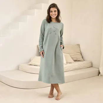 Dámská noční košile Blancheporte Fleecová noční košile khaki 42/44