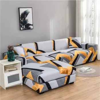 Napínací potah Elastický potah na pohovku s geometrickým potiskem (4 velikosti) Barva: 17 šedo zlatá, Velikost: 90x140 cm