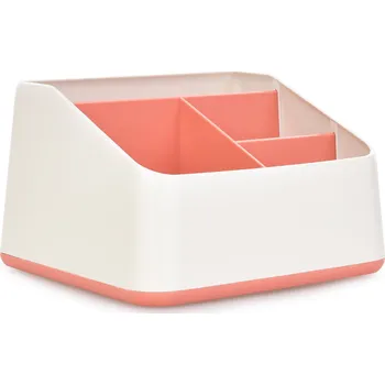 OFFICE | Kancelářský organizér se 4 přihrádkami | stojan na psací potřeby | šířka 17 cm | korálový Dedra