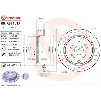 Brzdový kotouč Brzdový kotouč BREMBO 08.A871.1X