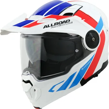 Auto-moto YOHE Moto helma Yohe FG102 Enduro Double Visor Bílá/Červená/Modrá Bílá L