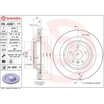 Brzdový kotouč Brzdový kotouč BREMBO 09.A961.11