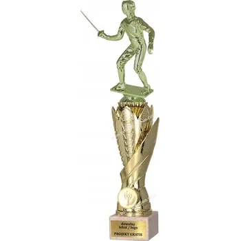 Zlatý pohár soškou Šermíř 37 cm + GRAVÍROVÁNÍ DÁREK