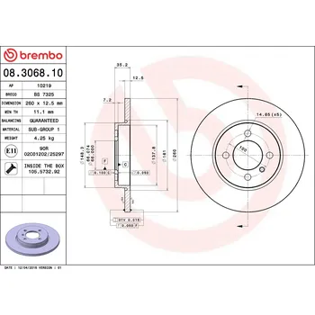 Brzdový kotouč Brzdový kotouč BREMBO 08.3068.10
