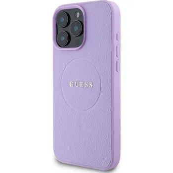 Pouzdro na mobilní telefon Zadní kryt Guess PU Grained Classic Logo MagSafe pro Apple iPhone 16 Pro, fialová