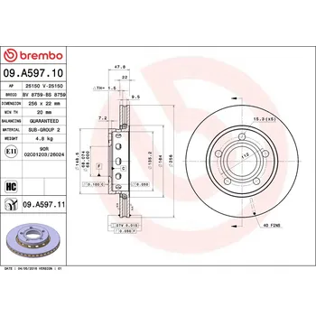 Brzdový kotouč Brzdový kotouč BREMBO 09.A597.11
