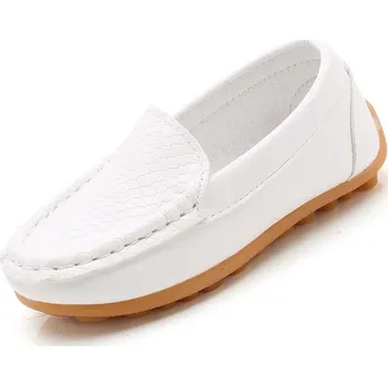 Chlapecké polobotky Dětské nazouváky z PU kůže pro snadné obouvání bez šněrování Velikost: 22, Barva (Varianta): Bílá