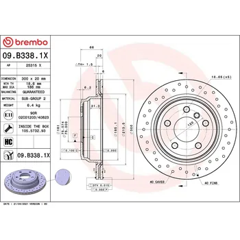 Brzdový kotouč Brzdový kotouč BREMBO 09.B338.1X