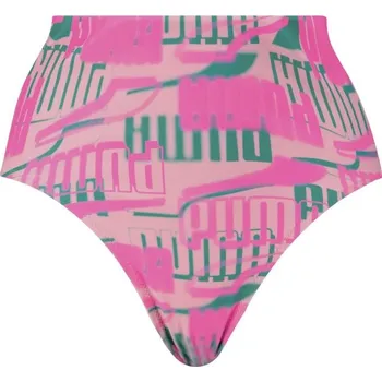 Dámské plavky Puma High Waist Bikini Bottom Pink Combo 10 (S)