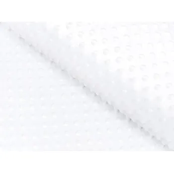 Dětská látka Minky 3D puntíky MKP-033 Sněhově bílá - šířka 150 cm