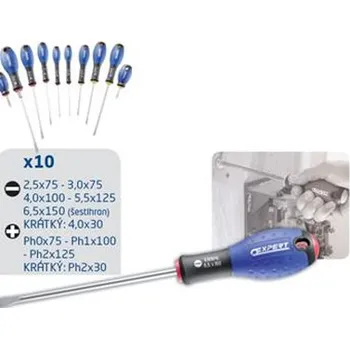 Šroubovák Tona Expert E160905 10dílná sada šroubováků plochý/Ph/krátký
