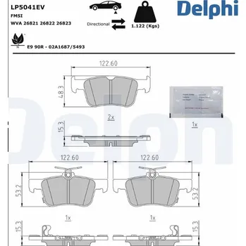 Brzdová destička Sada brzdových destiček, kotoučová brzda DELPHI LP5041EV