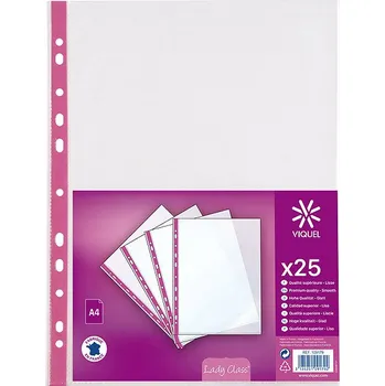 VIQUEL Lady A4/65 mikronů, lesklé, růžový proužek - balení 25 ks