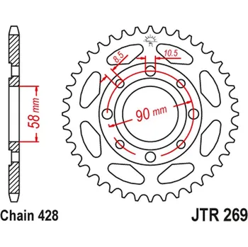 Motodíl JT rozeta 269 52 HONDA CG 125 02-05, cm 125 82-97, CB 125T 82-88, DAELIM VC 125 96-99 (26952JT) (řetěz 428) (JT rozeta 269 52 HONDA CG 125 02-05, cm 125 82-97, CB 125T 82-88, DAELIM VC 125 96-99 (26952JT) (řetěz 428))