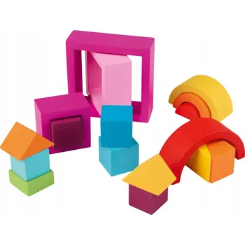 Dřevěná hračka Dřevěná Montessori hračka Barevné Stavebnice 3+