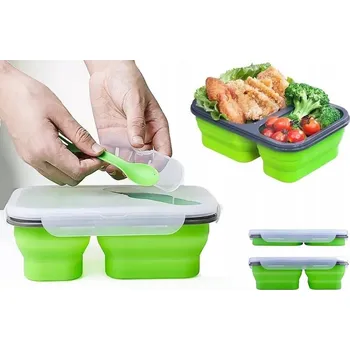 Dóza na potraviny Silikonová dóza na oběd Lunch Box plastová na potraviny Velká 2v1 svačinový box