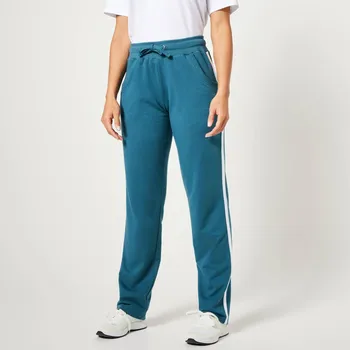 Dámské kalhoty Sportovní dvoubarevné rovné kalhoty petrolejová/bílá 38/40