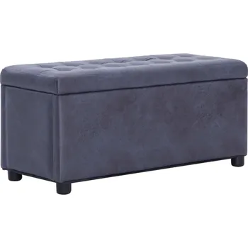 Taburet zahrada-XL Taburet s úložným prostorem 87,5 cm šedý umělá broušená kůže 281376