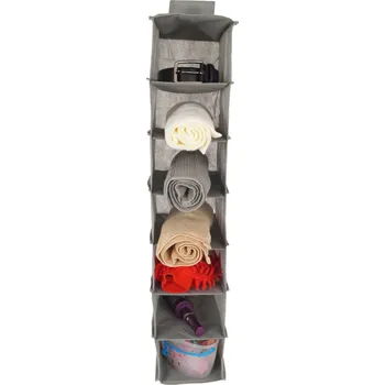 Úložný box PRAKTIK | Závěsný úložný organizér na oblečení | 7 přihrádek | 80 cm | šedý Dedra