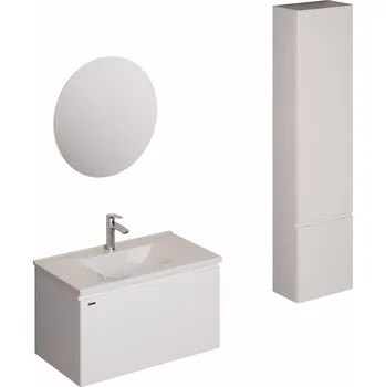 Nábytek Naturel Koupelnová sestava s umyvadlem včetně umyvadlové baterie, vtoku a sifonu Naturel Ancona lesklá bílá KSETANCONA18 KSETANCONA18