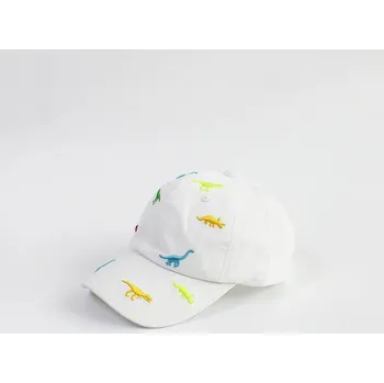 Čepice Vyšívaná dětská kšiltovka s dinosaury a nastavením Velikost: 1-3T, Barva (Varianta): Bílá