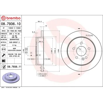 Brzdový kotouč Brzdový kotouč BREMBO 08.7936.11