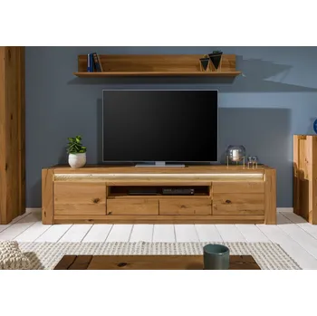 Televizní stolek TV stolek z divokého dubu 223x40x53 hnědý olejovaný KENT