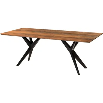 Jídelní stůl Jídelní stůl z akácie 220x100x76 přírodní lak / epoxid černý, hvězdicová podnož antracit lesklá EPOXY