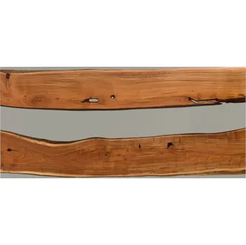 Jídelní stůl Jídelní stůl akácie s epoxidovou pryskyřicí 220x100x76 přírodní lakovaný / epoxidově šedá rovná hrana EPOXY unikátní kus